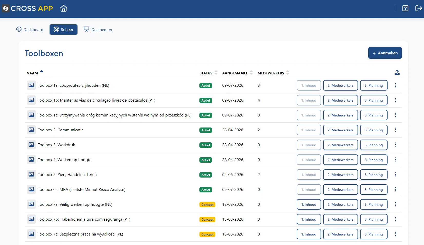 Toolbox e-learning beheer